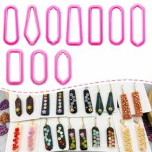 10pcs/11pcs Rectangle Shaped Clay DIY Jewelry Making Mold For Earrings, Hair Clips, Pendants - Pink - View 4