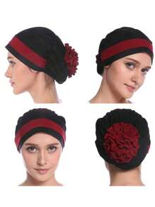 1 pezzo Cappello Chemio con cappello da donna Fashion Flower a due colori, cappello base con visiera