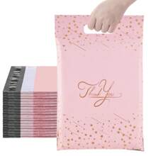 100 Pcs Pink Star Poly Mailers With Handles, 10x13 Inches Packaging Bags With Self Sealing Strips, Durable Mailing Bags For Boutique, Cosmetics, And Clothing - Pink - View 1