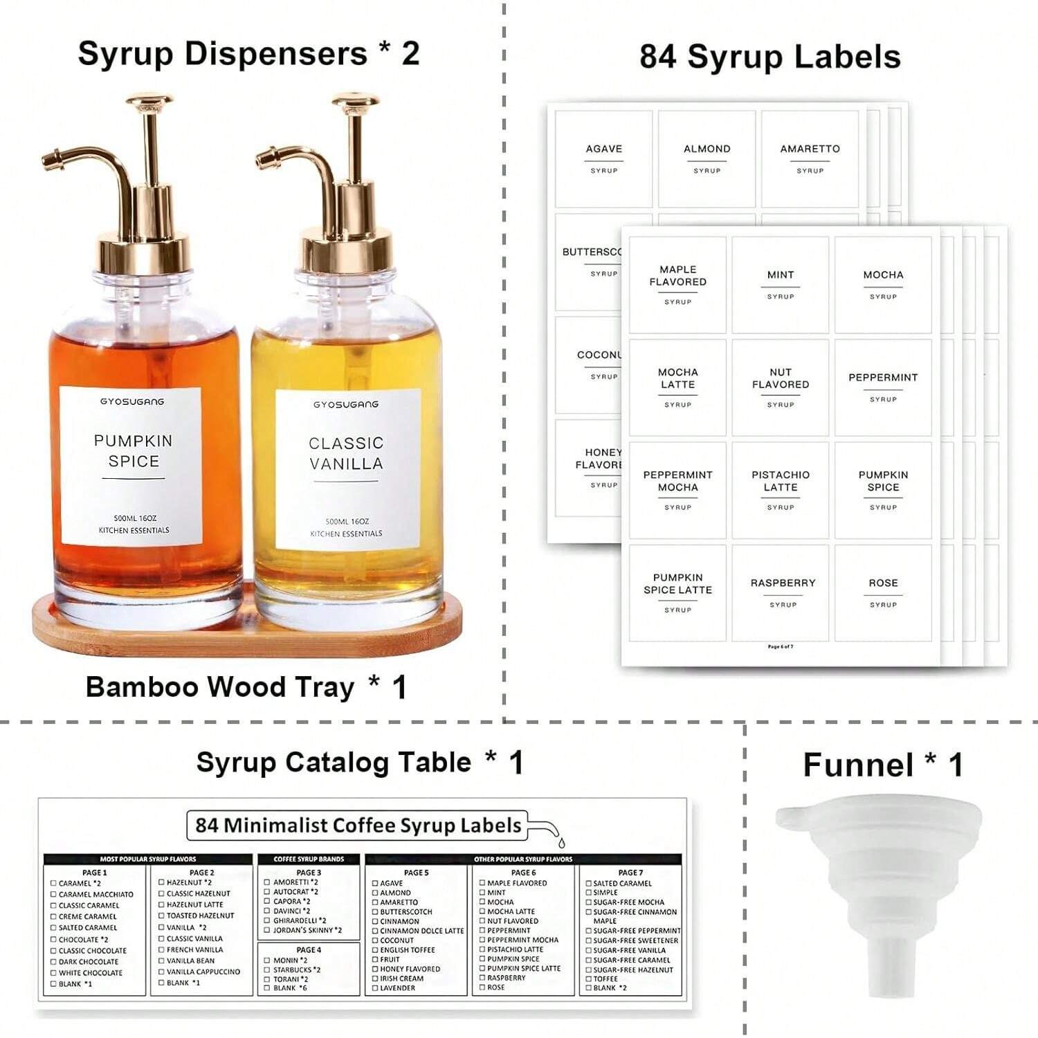 Syrup Dispenser, Coffee Syrup Dispenser For Coffee Bar, Simple Glass