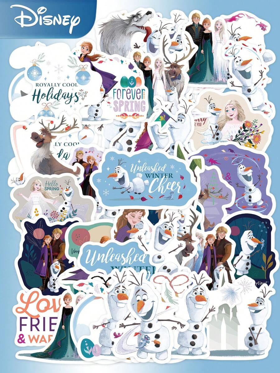 50入組冰雪奇緣貼紙，奧拉夫貼紙，適用於筆記型電腦、吉他、滑板等裝飾，具防水功能 - 彩色 - 查看 1