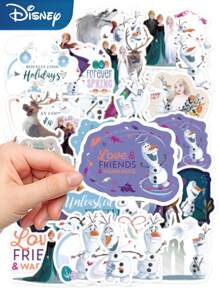 50入組冰雪奇緣貼紙，奧拉夫貼紙，適用於筆記型電腦、吉他、滑板等裝飾，具防水功能 - 彩色 - 查看 3