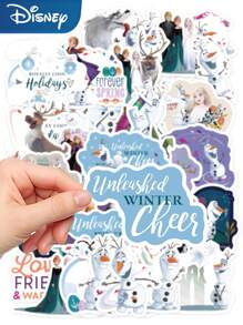 50入組冰雪奇緣貼紙，奧拉夫貼紙，適用於筆記型電腦、吉他、滑板等裝飾，具防水功能 - 彩色 - 查看 4