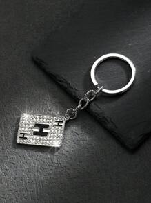 1pc Fashionable European And American Style Alloy Rectangle Shaped Rhinestone-Studded & Oil-Dripping Poker Card Shaped Keychain Or Bag Pendant With 26 English Letters For Personalized, Gorgeous And Cute Accessories For Both Men And Women Car Accessories Bag Charm School Goth Y2k Halloween Accessories Teachers Day Christmas Gift Ideas Bag Lanyards With Id Holder Car Accessories Bag Charms Car Accessories Friend Sister - Silver - View 9