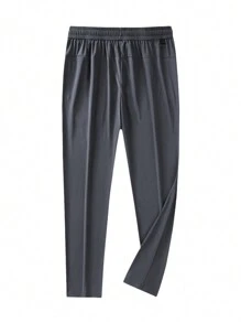 男友风格男士宽松运动裤，带拉链口袋，1 条冰丝弹力速干抽绳，适合徒步、慢跑、骑自行车、户外健身训练 - 深灰色 - 查看 3