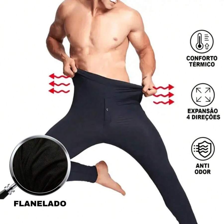 Men Thermal Underwear Bottoms - 黑色 - 查看 1