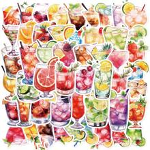 50 piezas de pegatinas de bebidas de cóctel en vinilo para scrapbooking, diario, portátil, parachoques, patineta, botella de agua, ordenador, teléfono, caricaturas, casco, pegatinas y calcomanías para coche con estética.