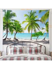 Thảm treo tường phong cảnh bãi biển đảo Catalina, Cộng hòa Dominica, cây cọ ven biển, phong cảnh, vỏ đào, vải treo tường, dùng để trang trí phòng ngủ, phòng khách, ký túc xá, thảm treo tường - bãi biển cây cọ - Xem 3