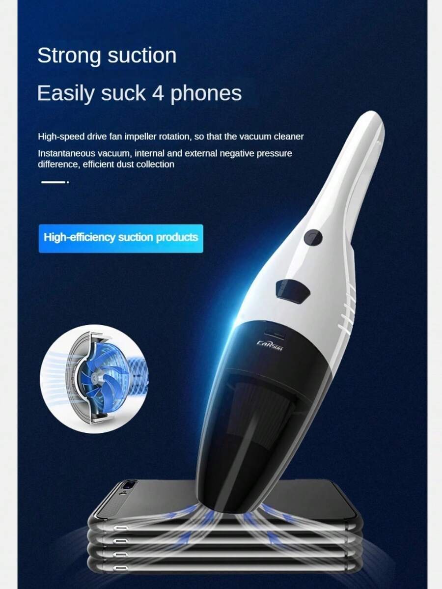 CARSUN Máy hút bụi ô tô cầm tay mini không dây công suất cao Gia đình và xe hơi Sử dụng kép ướt và khô - trắng - Xem 1