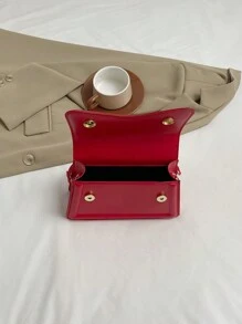 Minimalist Stylish Casual Handbag, New Retro Fashion Underarm Bag, Solid Color Shoulder Bag For Commuting, Vintage - Red - View 9