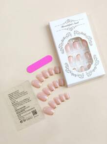 24入組短方形套指甲，金色法式尖端假指甲，全金假甲短假甲方形圓形，為女性和女孩提供精緻、優雅、時尚的美甲，提升您的風格 - 彩色 - 查看 4