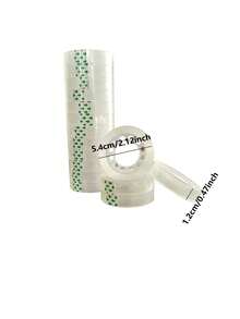1pc Random Color 12 Rolls Transparent Office Adhesive Tape, Suitable For Sealing, Packaging, Handicraft, Traceless Repair - Clear - View 11