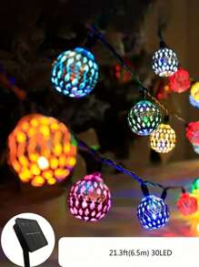 1入組LED摩洛哥球閃光，太陽能串燈，太陽能供電，花園庭院路徑裝飾，派對用品，節慶裝飾心情燈 - 彩色 - 查看 13