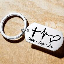 1 Niềm Tin Hy Vọng Tình Yêu Đời Dòng Hình Trái Tim Móc Khóa Truyền Cảm Móc Khóa, Thích Hợp Cho Lễ Tốt Nghiệp, Sinh Nhật, Giáng Sinh, nguồn Cảm Hứng - Bạc - Xem 4