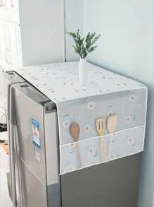 1 Piece Of Refrigerator Dust Cover, Multifunctional Waterproof Storage Hanging Bag Dustproof Cloth, Household Refrigerator And Washing Machine Cover Top Cover, Simple And Fashionable Shape, High-End Fabrics, Elegant Colors, Multi-Purpose Cover, Suitable For Single/Double Refrigerators Or Washing Machines, Waterproof And Anti-Fouling, Pocket Design On Both Sides, Material PEVA For School,Office,Household,Travel,Bag,Organizer,Storage