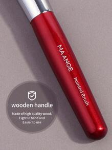 MAANGE 1入組火焰型粉紅刷粉腮紅，粉底化妝刷，散粉刷，修容刷，柔軟紅杆金管化妝工具，女性和女孩的日常面部禮物 - 紅色 - 查看 7