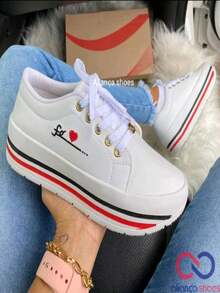 Women Wedge Sneakers - trắng - Xem 6