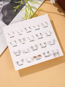 40 Stück zarte kleine Regenbogen-Herz- & geometrische Form Ohrstecker Set für Frauen, geeignet für den täglichen Gebrauch, Partys und als Geschenk