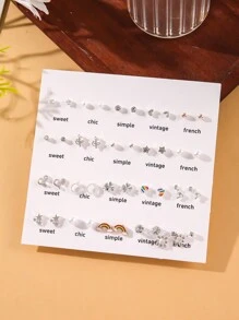 40 Stück zarte kleine Regenbogen-Herz- & geometrische Form Ohrstecker Set für Frauen, geeignet für den täglichen Gebrauch, Partys und als Geschenk