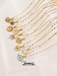 1 Miếng Thép không gỉ Mắt ác Dây chuyền Đối với phụ nữ Thời trang Mạ vàng 18K Xanh Mắt ác Dây chuyền Nữ Đồ trang sức Món quà - vòng cổ - Xem 7