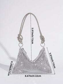 閃亮亮亮片晚宴手拿包，精美手工派對手提包，正式女士用袋，時尚淑女手提袋 - 銀色 - 查看 3