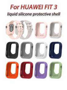 1 pieza Funda protectora de silicona líquida de color compatible con Huawei Watch Fit 3, funda protectora de color caramelo para hombres y mujeres como regalo para estudiantes que regresan a la escuela - para huawei reloj ajuste 3 - Ver 1