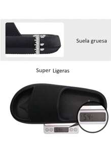 Nuevo Sandalias chanclas de moda Unisex Mujer Hombre, PLATAFORMA 4cm Chanclas mujer Unisex Suela Gruesa Impermeable C - Negro - Ver 9