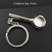 1pc Random Retro Mini Exquisite Coffee Spoon, Miniature Frying Pan Shaped Keychain Pendant, Fashionable And Creative - Silver - View 4