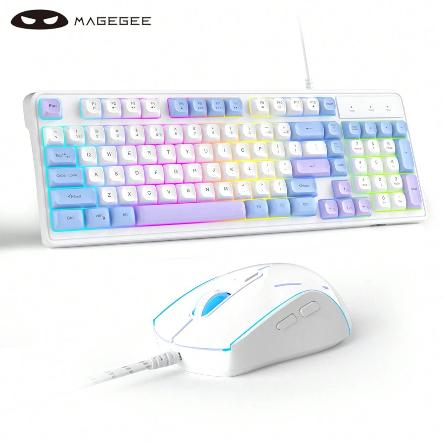 MageGee RGB Gaming Keyboard And Mouse Combo, GK980 Wired Backlit