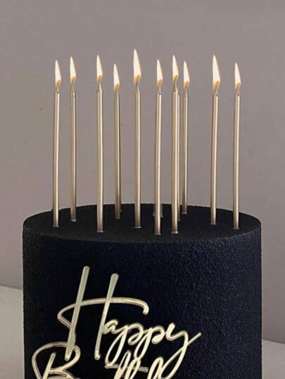 6支香槟色/银色直蜡烛生日派对蛋糕装饰高品质返校情人节