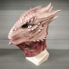 Cao su Halloween, Lễ hội, Tiệc tùng, Bộ đầu thú Mặt nạ sừng rồng, Bóng trang điểm Đầu sừng rồng Bộ đạo cụ động vật sóc - Màu Hồng baby - Xem 5