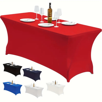BRISCOES HOMEWARE 1 Pc Stretch Spandex Table Cover For Standard Folding Tables - Universal Rectangular Fitted Tablecloth Protector For Wedding, Banquet And Party