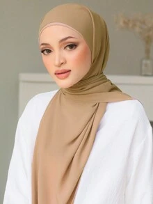 1pc Solid Color Chiffon Muslim Hijab, Square Scarf - Multicolor - View 1