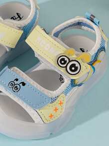 1pair Unisex Cartoon Hollow Out PU Mesh Anti-Slip Soft Closed Toe Slip-On Sneakers, Cute And Suitable For Summer - Blue - View 4