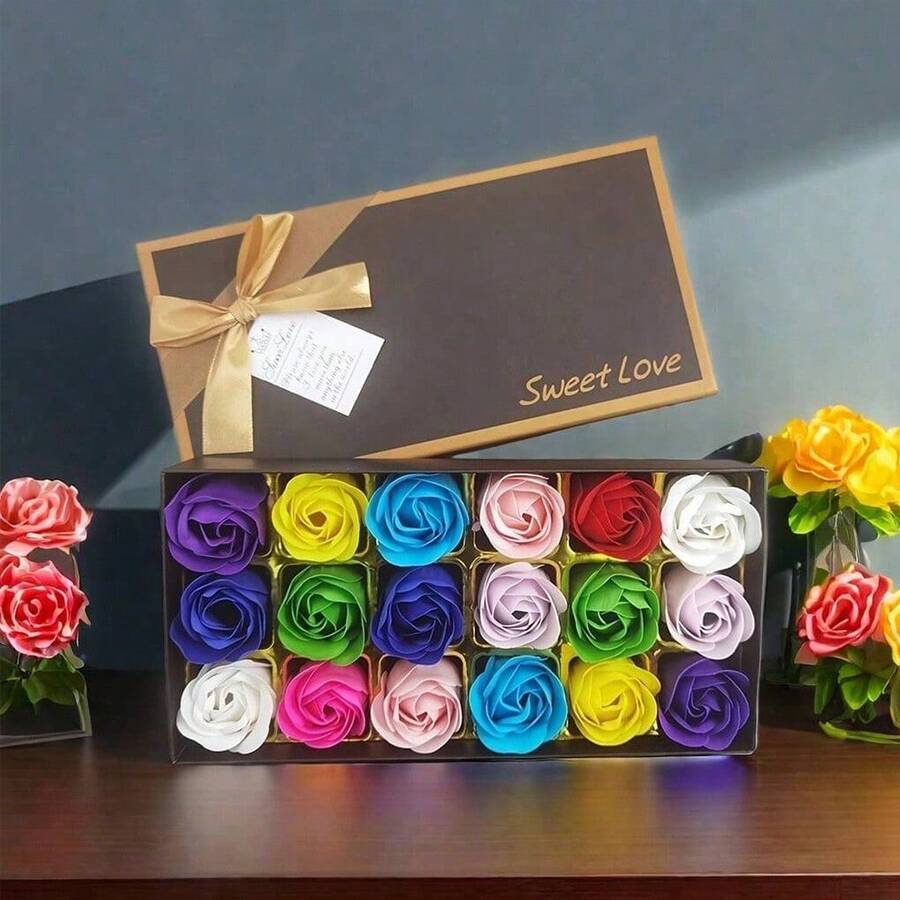 18 Schöne Rosen Künstliche Blume Ewige Rosen Geschenkbox, Kreatives Geburtstagsgeschenk, Kleines Geschenk, Souvenir, Neujahrsgeschenk, Valentinstag Geschenk, Wohnkultur, Schulbedarf