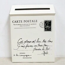1 pieza Buzón pequeño de hierro a prueba de sol, buzón de carta montado en la pared a prueba de óxido - Blanco - Ver 1