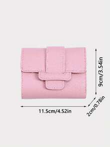 1入實色PU女式錢包，可愛卡片套，大容量，多卡槽，三折短款摺疊錢包，高端感錢包 - 三折式皮夾 - 查看 2