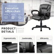 Office Computer Task Desk Chair With Padded Armrests, Mid-Back, Adjustable, 360 Swivel, Rolling, 275 Pound Capacity, BIFMA Certified - màu nâu - Xem 4