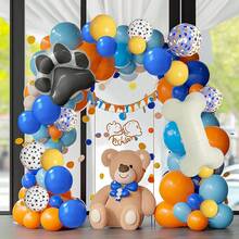 Bộ vòng hoa bóng bay tiệc sinh nhật màu xanh và cam, vòm bóng bay hình xương màu xanh, cam, vàng và trắng, hoàn hảo để trang trí bữa tiệc theo chủ đề màu xanh - Nhiều màu - Xem 5