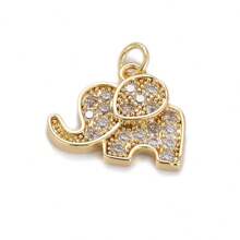 1pc Copper Plated 18k Gold Stylish Simple Personalized Animal Shaped Elephant Fox Butterfly Inlaid Rhinestone Pendant DIY Bracelet Necklace Earring Versatile Jewelry Accessory - Multicolor - View 9