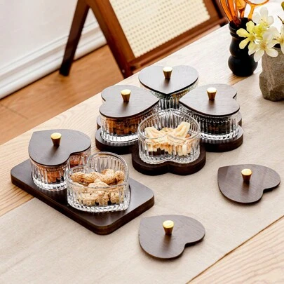Hotel-Specific Snack & Pastry Plate With Foot Bath & Beauty Motif, Lead-Free Heart Shaped Glass Bowl Christmas Gift