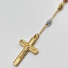 Collar De Tres Oros Virgen María Rosario Oro Laminado, Oración, Regalo Cristiano, Católico, Cruz, Rosario - 3 Oros - Ver 4