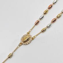 Collar De Tres Oros Virgen María Rosario Oro Laminado, Oración, Regalo Cristiano, Católico, Cruz, Rosario - 3 Oros - Ver 5