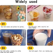 10入組帶圓蓋冰淇淋碗，一次性冰淇淋派對碗，適用於冰淇淋派對、布丁、星期天、優格、湯、點心，透明塑料杯帶圓頂蓋，完美適用於聚會、生日和甜點 - 清晰的夏季裝飾、派對用品、婚禮裝飾和夏威夷派對 - 杯子 - 查看 4