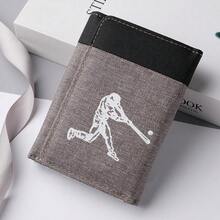 折叠帆布钱包卡夹，棒球、橄榄球印花钱包，多卡位简约潮流钱包，极简主义，男士理想礼物，纪念礼物，同学毕业礼物，团队礼物，感谢老师礼物 - 彩色 - 查看 15