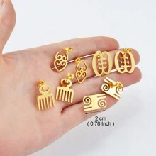 1對2CM/4CM非洲符號耳釘，不銹鋼Adinkra Gye Nyame耳環珠寶