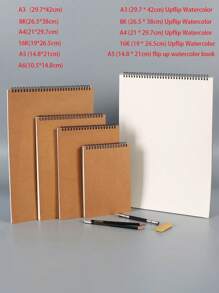 A4 Sketch Spiral Notebook Drawing Pad For Art Students, Thickened Watercolor Binding Book For Painting - Brown - View 28