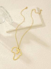 1入歐美風格高檔幾何非洲地圖吊墜項鍊