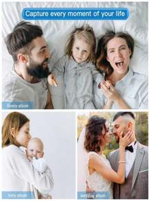 1pc Photo Album Self-Adhesive With Picture Display Window, Size 30cmx27cm, 40 Pages DIY Scrapbook Album, Linen Cover Memory Book Baby Wedding, Scraper And Metal Pen - Màu xanh lam - Xem 7