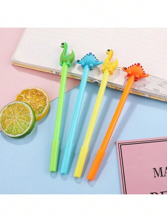 4pcs/Set Cartoon Dinosaur Design Creative Stationery Ballpoint Pens, Random Assorted
